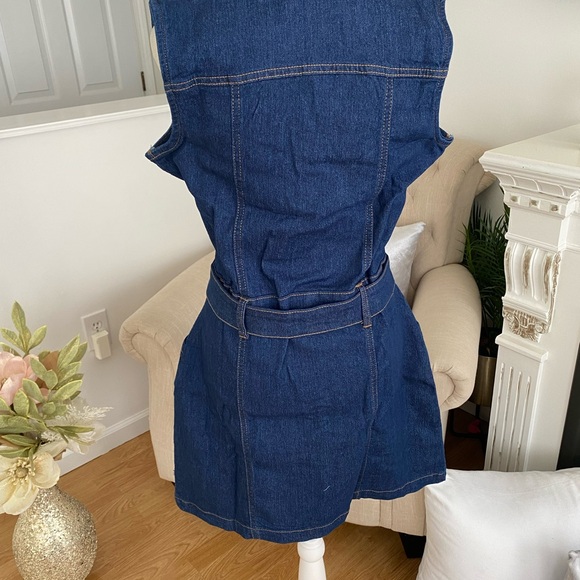 ZARA JUNIOR’S TIE FRONT DRESS WITH HIDDEN POCKET COLOR INDIGO WASH SIZE M - Picture 6 of 11